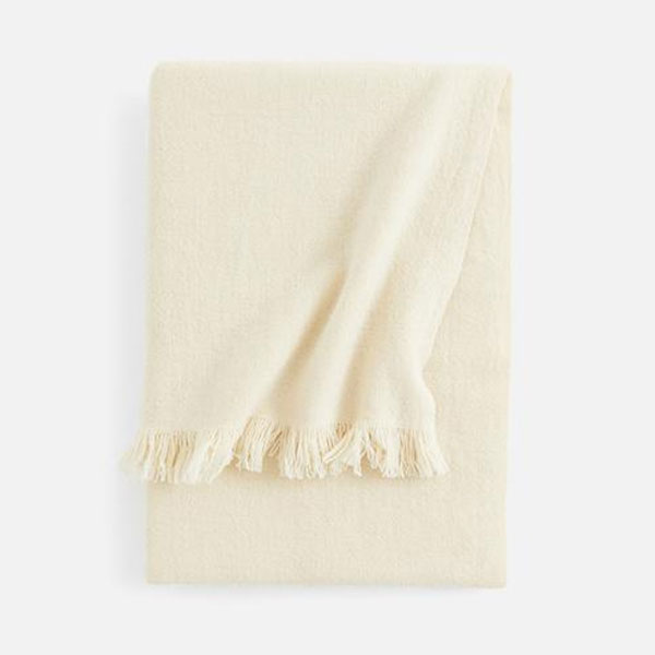 Wool Blend Blanket - Beige 